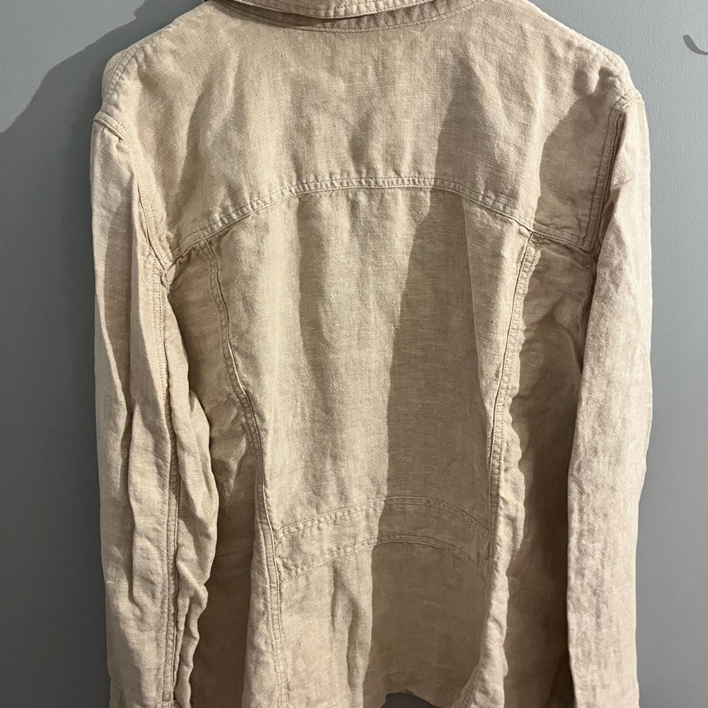 J. Jill Snap Button Front 100% Linen Jacket Women's LT Beige Lightweight Layer - Picture 5 of 7
